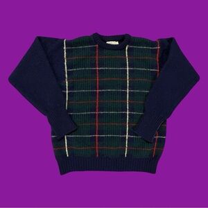 90s The Moors Shetland Wool Plaid Sweater